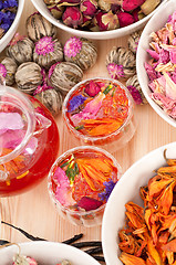 Image showing Herbal natural floral tea infusion with dry flowers