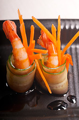 Image showing colorful  prawn shrimps appetizer snack