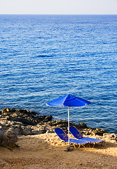 Image showing Two Abandoned Beach Chairs