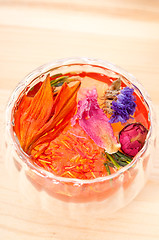 Image showing Herbal natural floral tea infusion with dry flowers