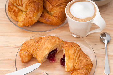 Image showing fresh croissant french brioche and coffee