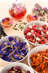 Image showing Herbal natural floral tea infusion with dry flowers