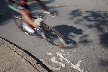 Image showing Speedy cyclist in finish