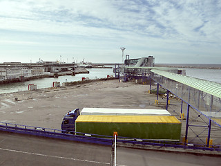 Image showing harbor with gangway