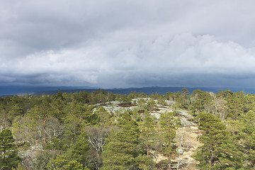 Image showing view over forest with cloudy sky