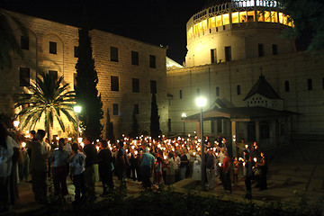 Image showing Procession goes through the streets of Nazareth, from the Church of St. Joseph to the Basilica of the Annunciation