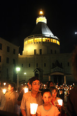 Image showing Procession goes through the streets of Nazareth, from the Church of St. Joseph to the Basilica of the Annunciation
