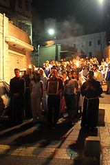 Image showing Procession goes through the streets of Nazareth, from the Church of St. Joseph to the Basilica of the Annunciation