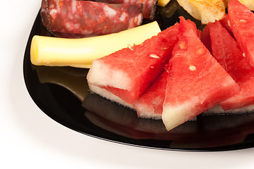 Image showing Melon with cold meat