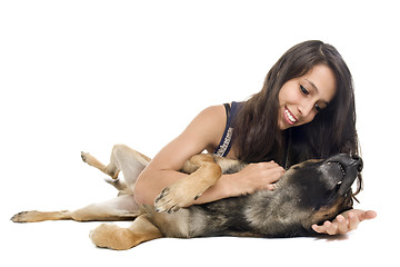 Image showing malinois and woman