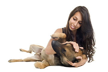 Image showing malinois and girl