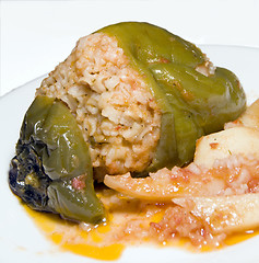 Image showing Greek stuffed green pepper photographed  Milos Greece