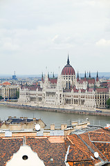 Image showing Budapest Hungary cityscape  panorama with Parliament Danube Rive