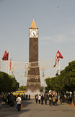Image showing editorial Clock Tower on Avenue Habib Bourguiba Tunis Tunisia