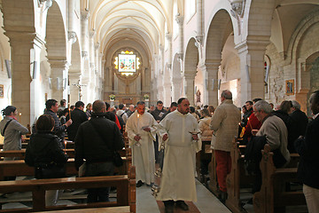 Image showing Procession from the church of St. Catherine and go to the cave in the Basilica of the Birth of Jesus, Bethlehem