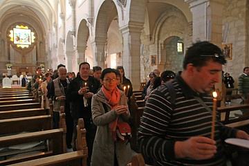 Image showing Procession from the church of St. Catherine and go to the cave in the Basilica of the Birth of Jesus, Bethlehem