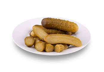 Image showing Pickled cucumbers on a plate