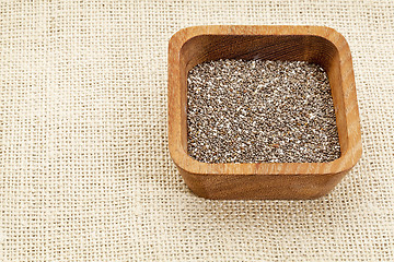 Image showing chia seeds in wood bowl