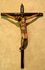 Image showing Christ on a cross in old mission