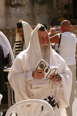 Image showing Jerusalem, Jewish men pray at the western wall