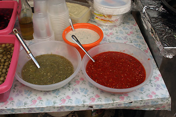 Image showing Jerusalem, Sale of pickles in the souq of the Muslim Quarter in the Old City