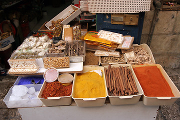 Image showing Jerusalem, Spices at a market in the souq of the Muslim Quarter