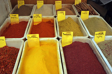 Image showing Jerusalem, Spices at a market in the souq of the Muslim Quarter