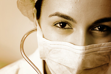 Image showing Portrait of a young doctor with stethoscope.