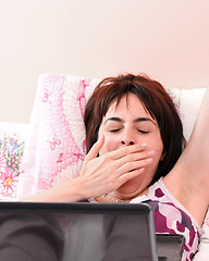 Image showing Young woman with laptop 