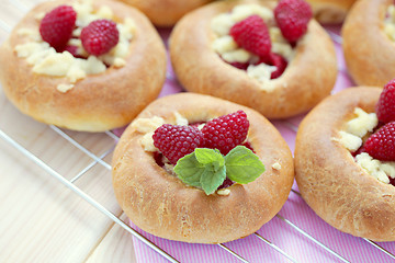 Image showing buns with raspberries