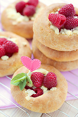 Image showing buns with raspberries