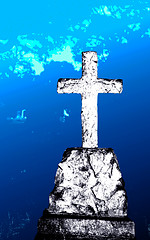 Image showing Surreal cross blue