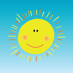 Image showing abstract smiling sun on blue sky