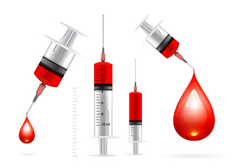 Image showing Blood drop and syringe