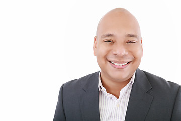 Image showing Handsome businessman smiling - isolated over a white background