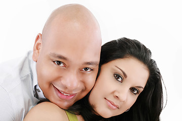 Image showing Portrait of a beautiful young happy smiling couple - isolated