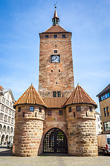 Image showing clock tower Nuremberg Bavaria Germany