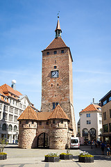 Image showing clock tower Nuremberg Bavaria Germany