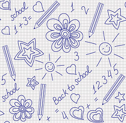 Image showing Back to school hand-drawn seamless pattern