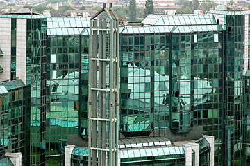 Image showing Green glass building
