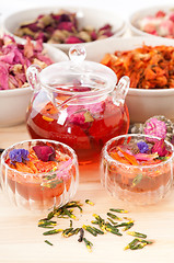 Image showing Herbal natural floral tea infusion with dry flowers