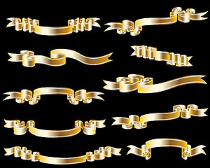 Image showing Set of golden ribbon