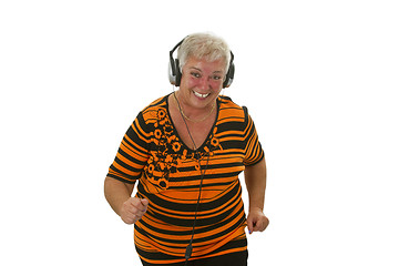 Image showing Senior with headphone