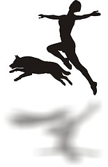 Image showing Girl Jumping with dog