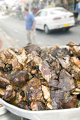 Image showing bowl of cooked meat beef street food  pita sandwiches photograph