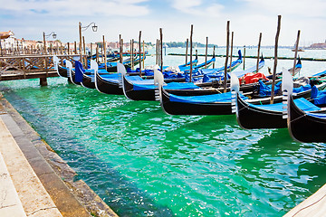 Image showing Gondola boats in Venice