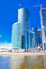 Image showing Business skyscrapers and reflections