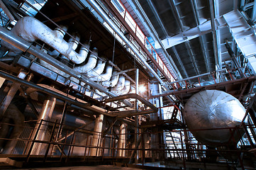 Image showing Equipment, cables and piping as found inside of  industrial powe