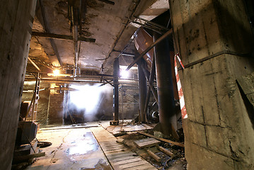 Image showing Old abandoned dirty empty scary factory interior