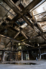 Image showing Old abandoned dirty empty scary factory interior